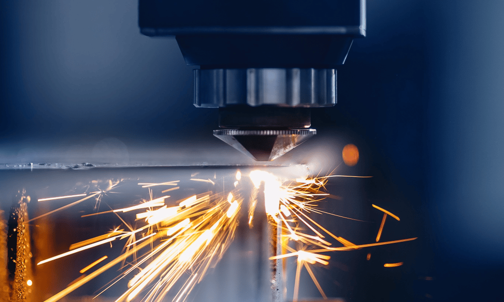 a laser cutting machine with sparks