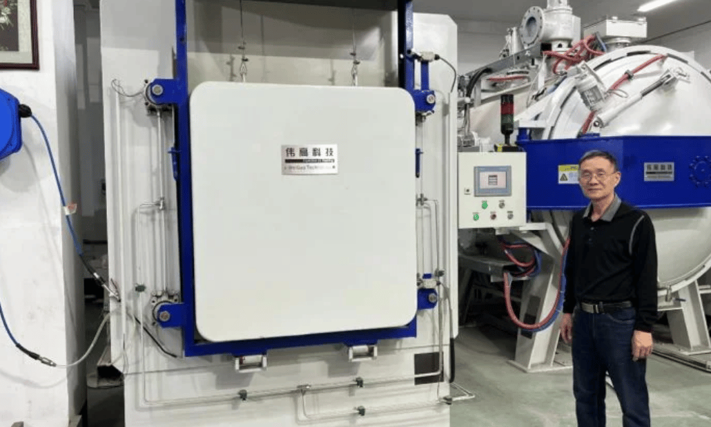 a large white box with a blue handle