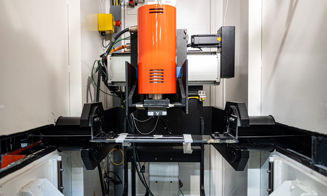 an orange and black machine