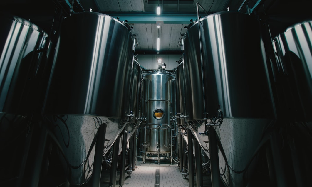 a large metal tanks in a room