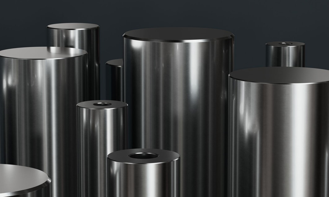 a group of shiny metal cylinders