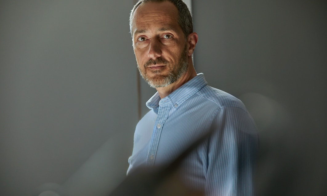 a person in a blue shirt