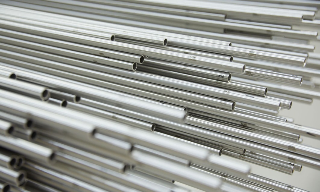 a close up of metal tubes