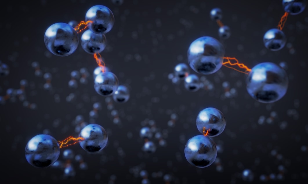 a group of spheres with lightning coming out of them