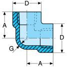 blue drawing of a corner