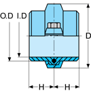 blue drawing of a blue object with lines and letters