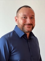 a person in a blue shirt