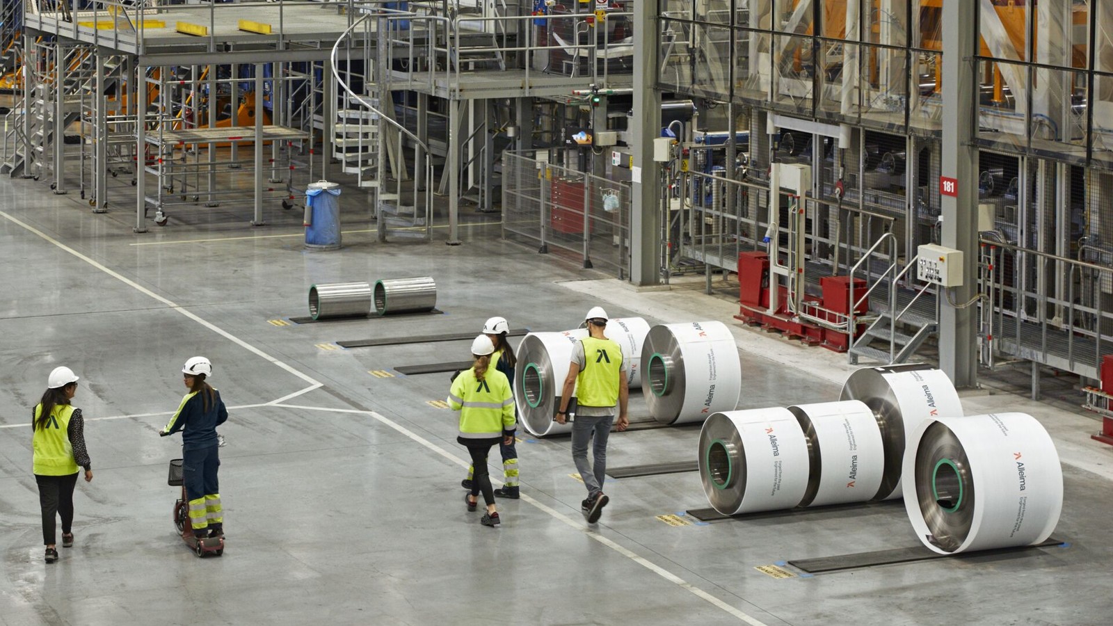 a group of people in a factory