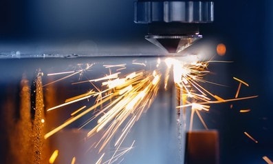 a laser cutting machine with sparks