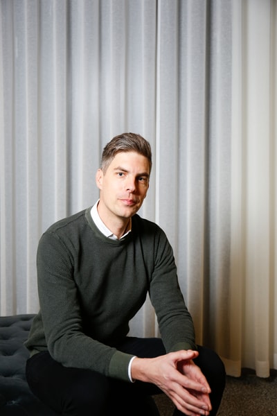 a person sitting on a couch