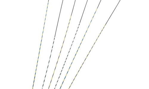 a group of thin black and yellow lines