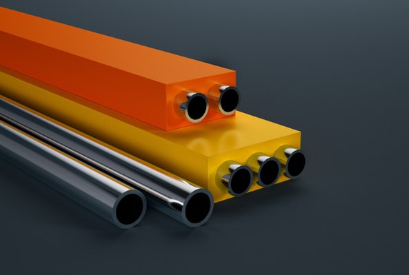 a group of metal tubes