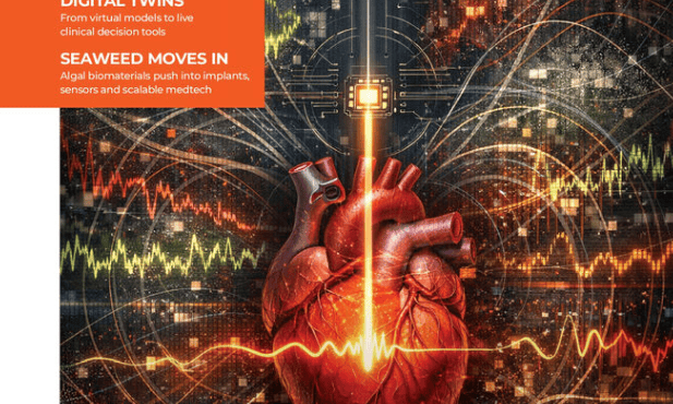 ein Zeitschriftencover mit einem Herz, Linien und Text