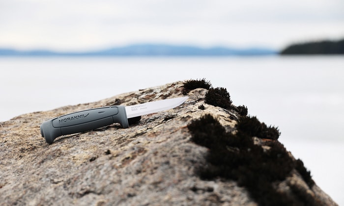 a knife on a rock