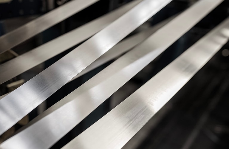 a close up of metal strips