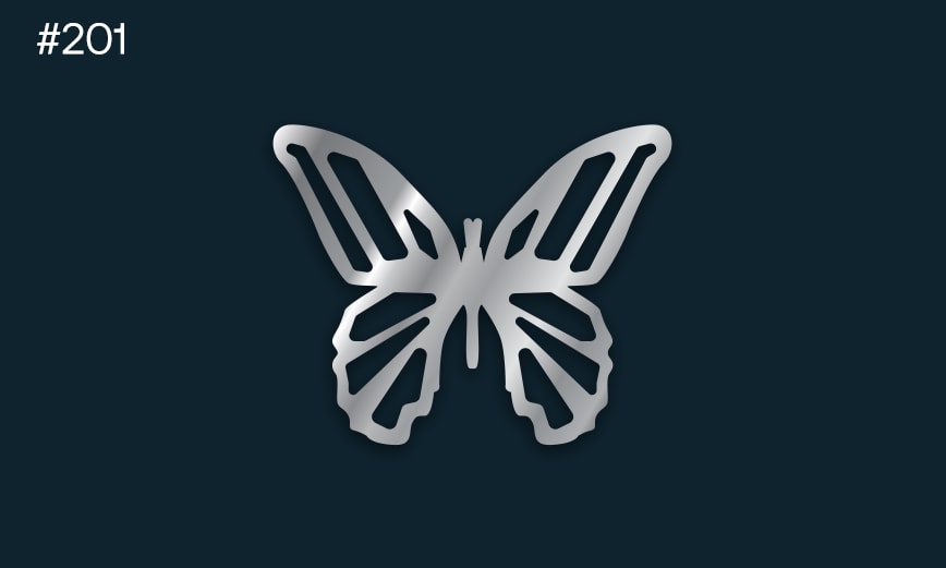 a silver butterfly on a dark background