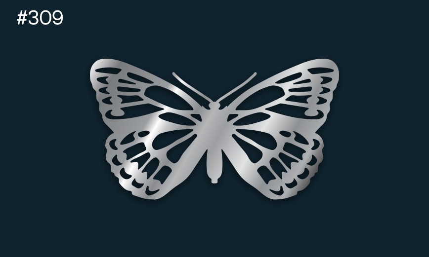 a silver butterfly on a dark background
