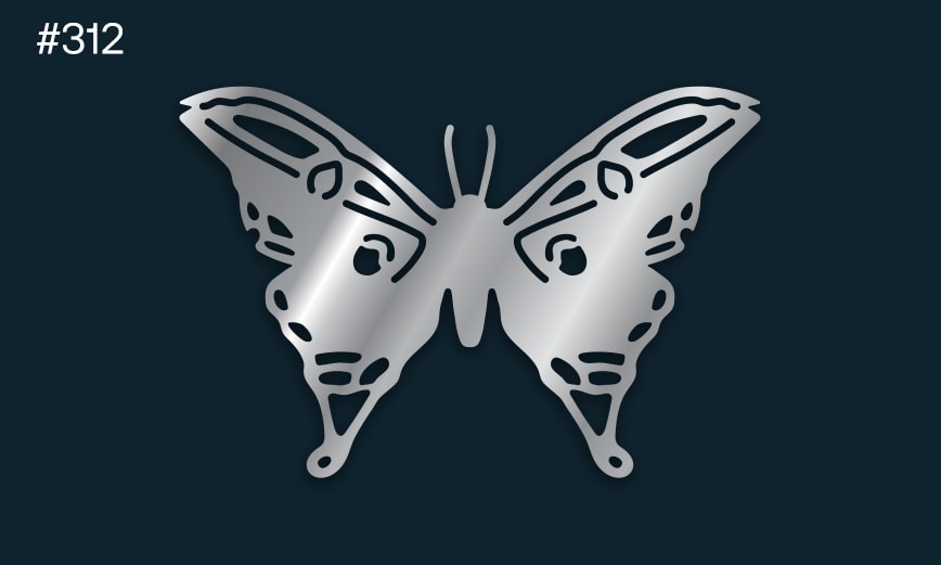 a silver butterfly on a dark background