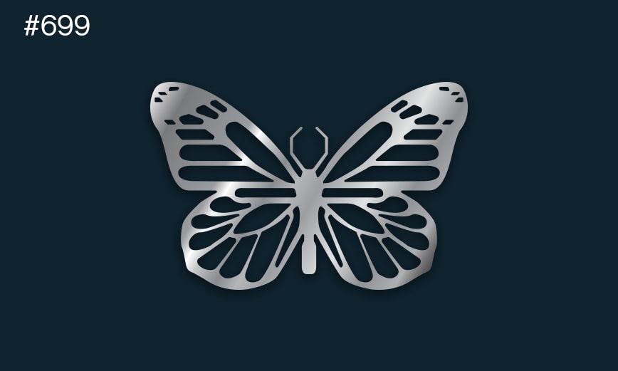 a silver butterfly on a dark background